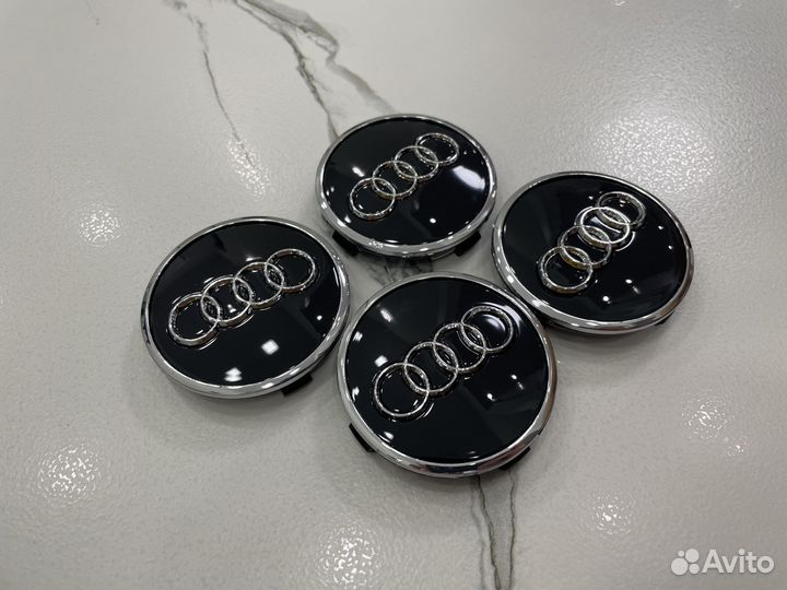 Колпачки в диски Audi 61 мм черные колесные