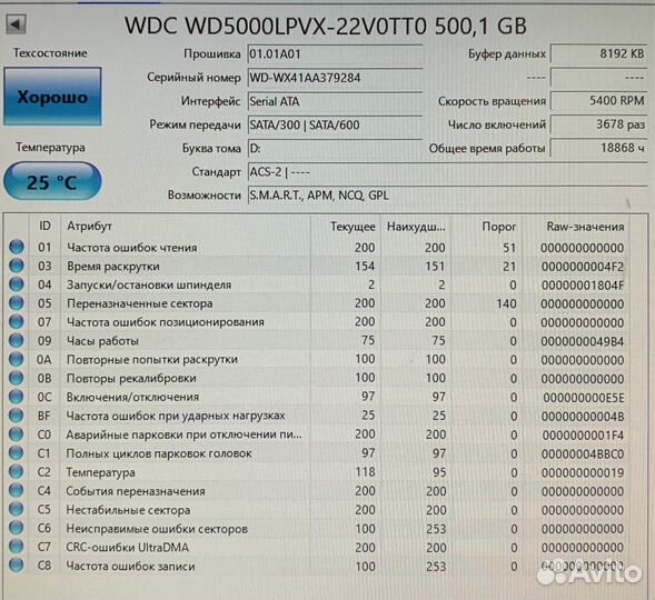 Жесткий диск 500Gb для ноутбука