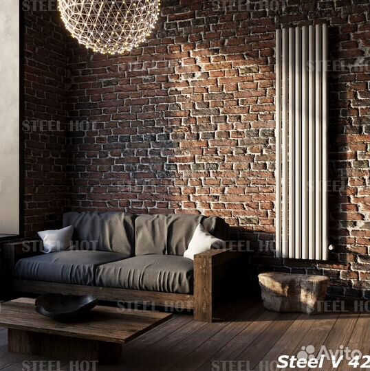 Вертикальный дизайнерский радиатор Steel-Hot от за