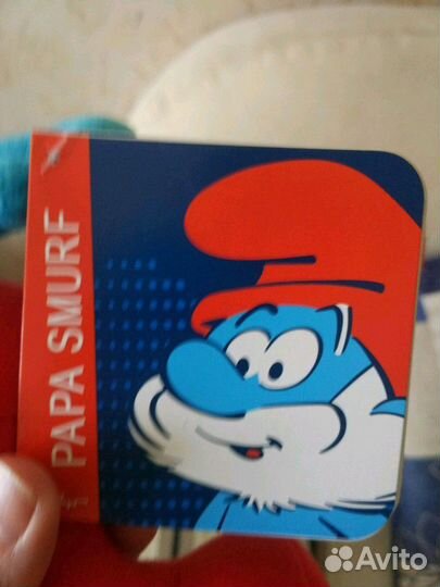 Мягкая игрушка папа смурф, медвеженок 15см