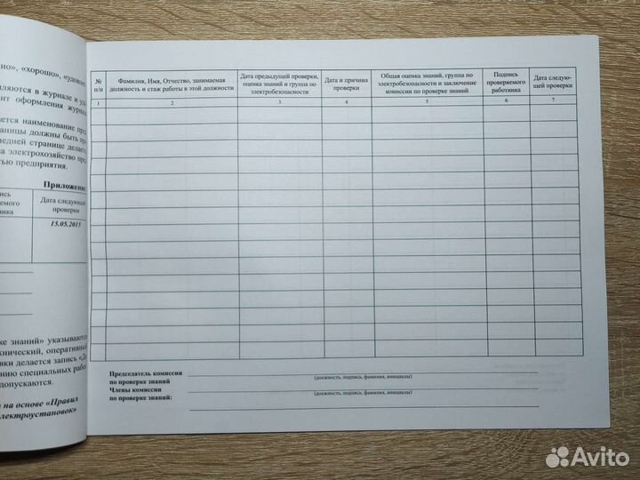 Журнал учёта проверки знаний в электроустановках