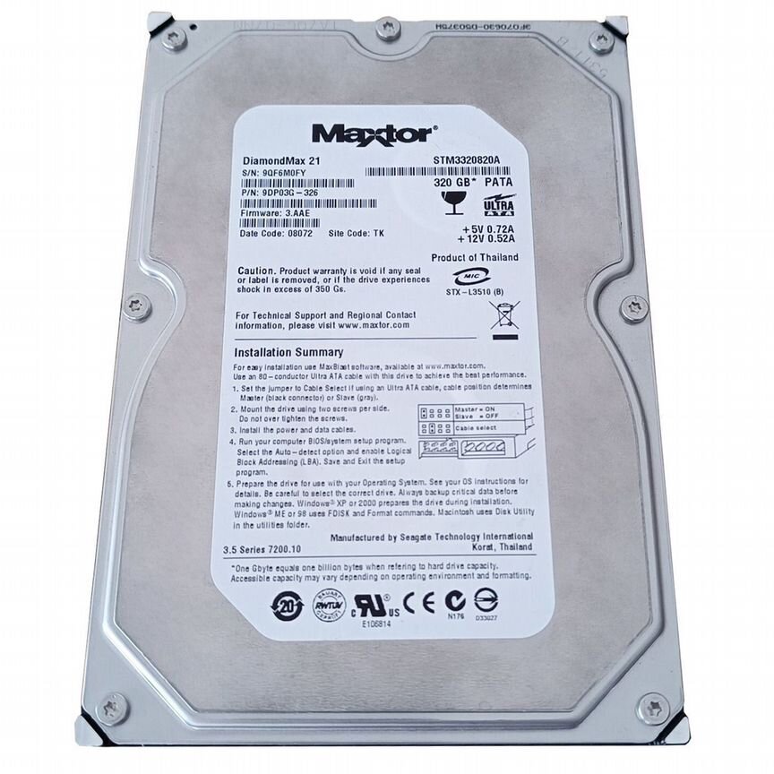 [STM3320820A] Жесткий Диск Maxtor 320gb Ide 3,5 Stm3320820a