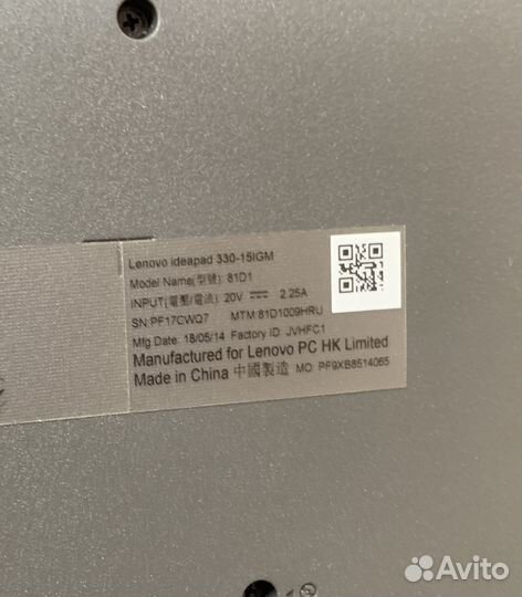 Ноутбук lenovo ideapad 330-15IGM