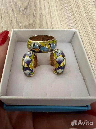 Серьги и кольцо серебро