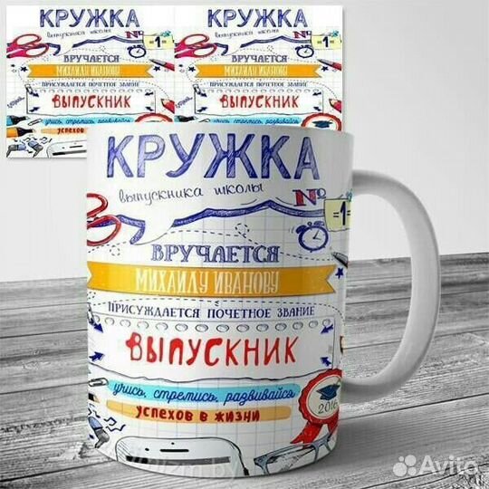 Кружка с фото, текстом на выпускной