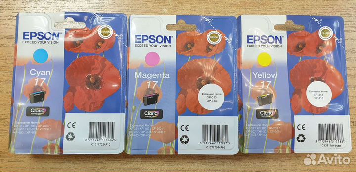 Картриджи оригинал Epson 17 для хр-33 M, C, Y