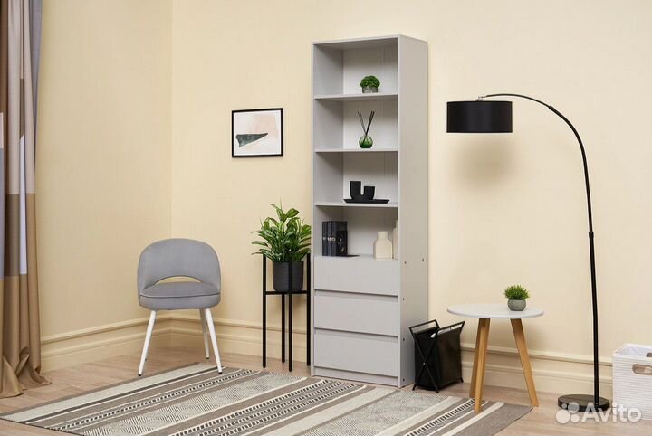 Стеллаж с выдвижными ящиками серый