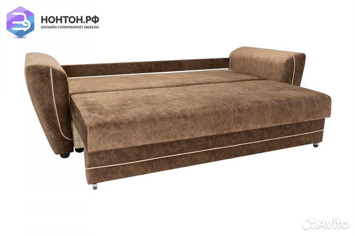 Диван еврокнижка Амстердам бежевый / коричневый