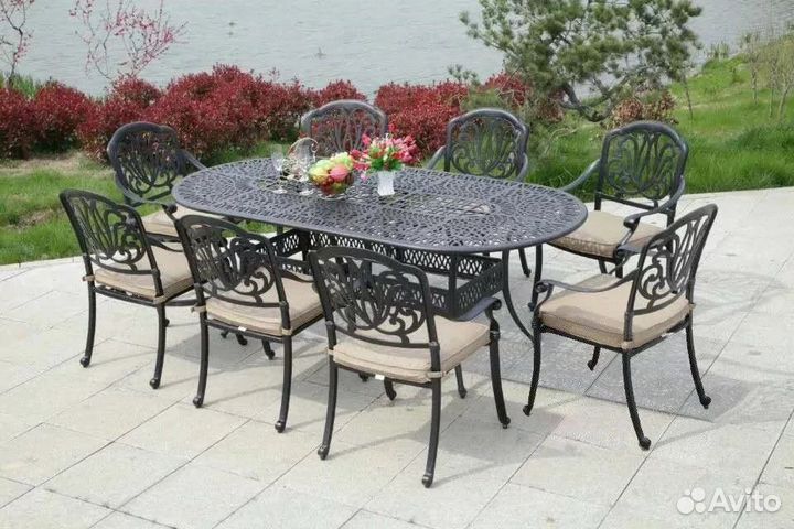 Обеденный комплект мебели из литого алюминия