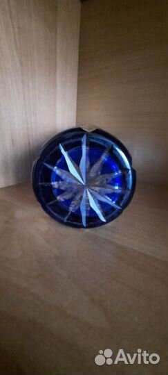 Ваза для цветов Синее Стекло Хрусталь Кобальт