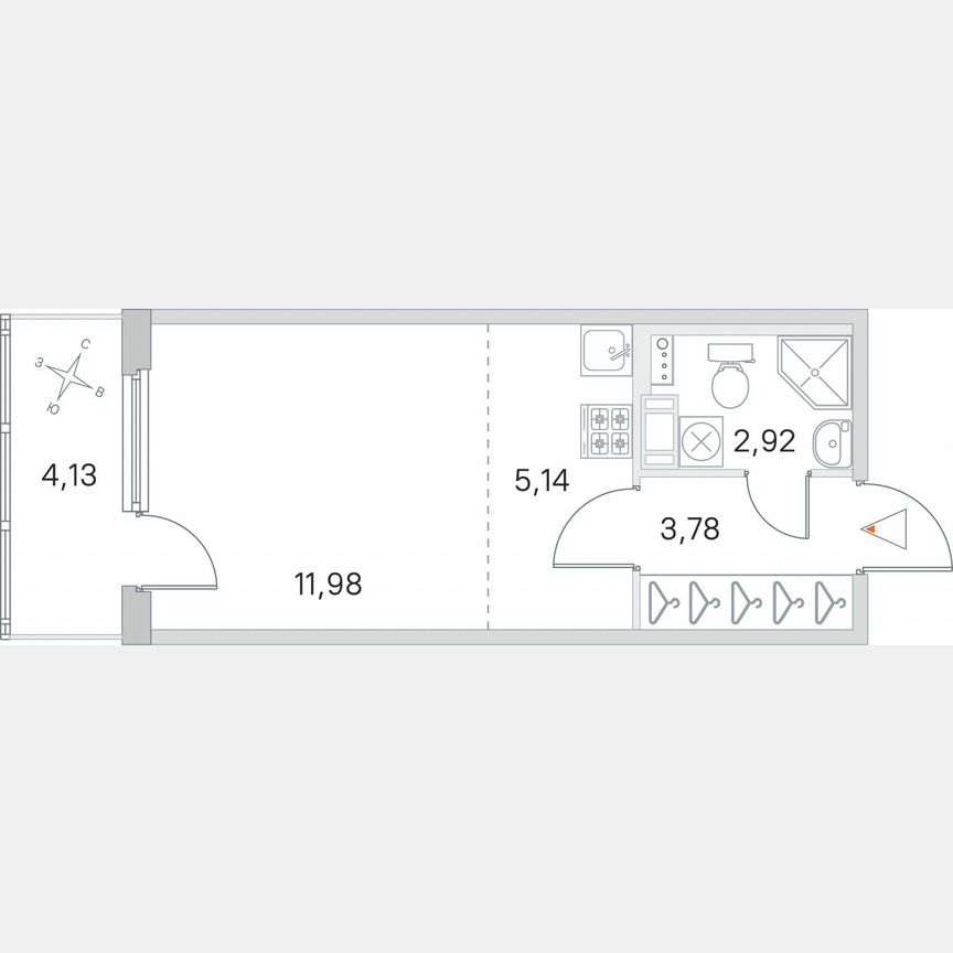 Квартира-студия, 25,1 м², 2/4 эт.