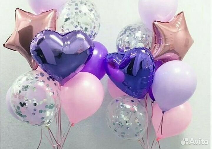 Оформление воздушными шарами с гелием с обработкой