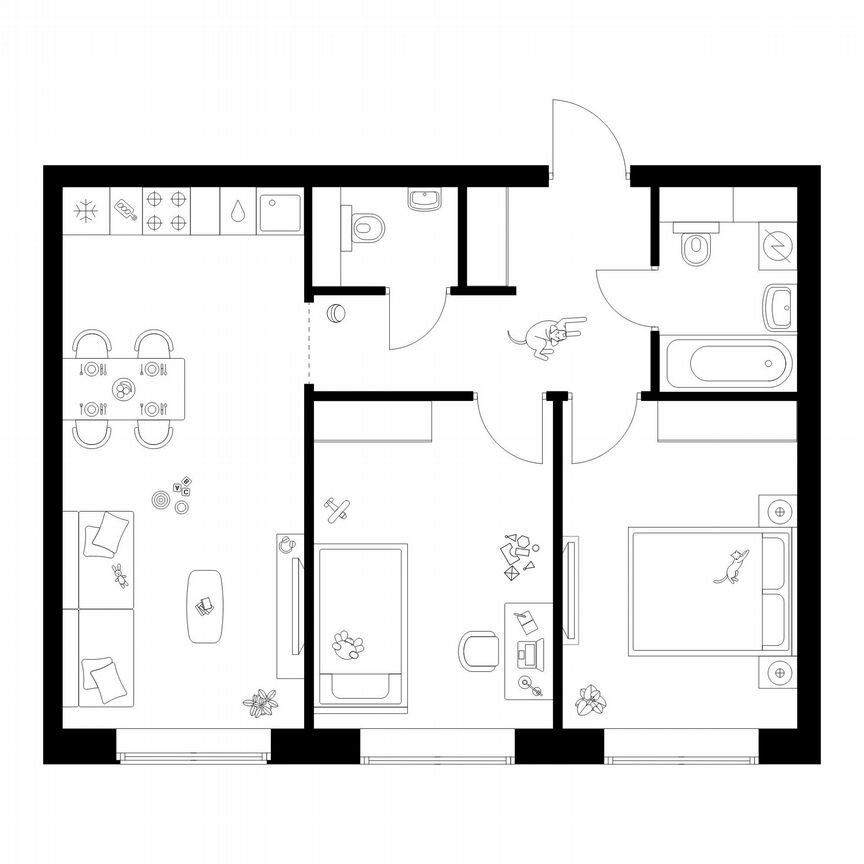 2-к. квартира, 56,3 м², 27/50 эт.