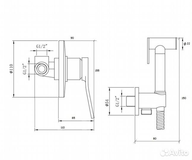 Гигиенический душ со смесителем Bronze de Luxe