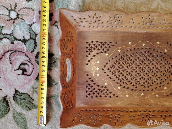 Поднос дерево 38*25 см инкрустация. Ручная работа