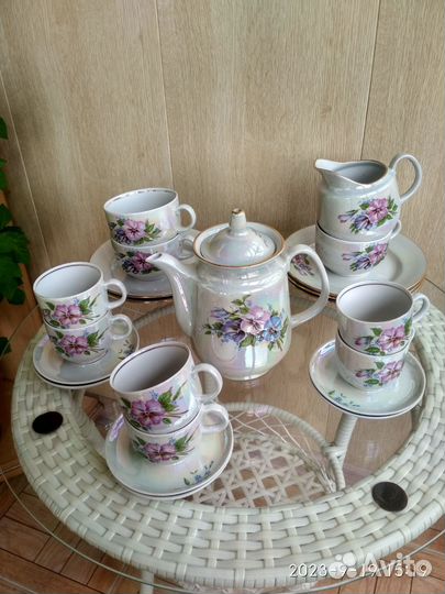 Кофейно-чайный перламутровый сервиз