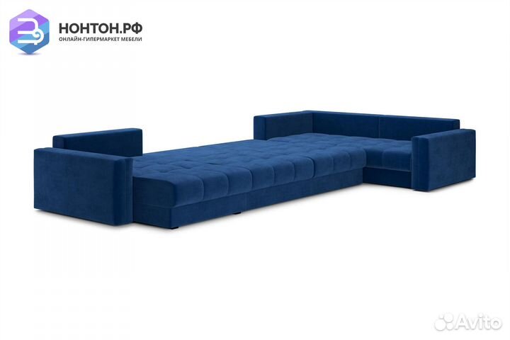 Диван п-образный тик-так Монарх темно-синий