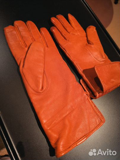 Перчатки кожаные красные
