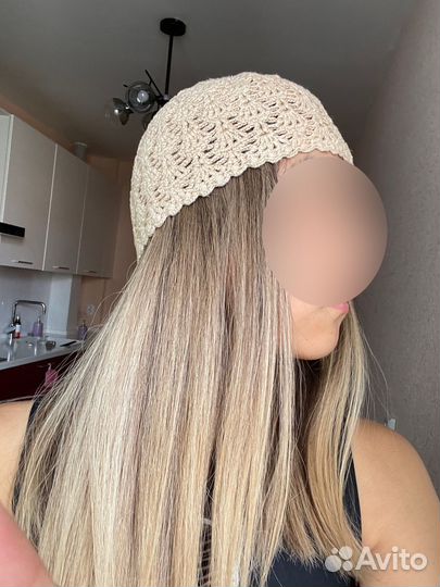 Вязанная летняя шапка ручной работы
