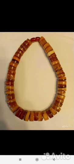 Пейзажный янтарь бусы антикварные