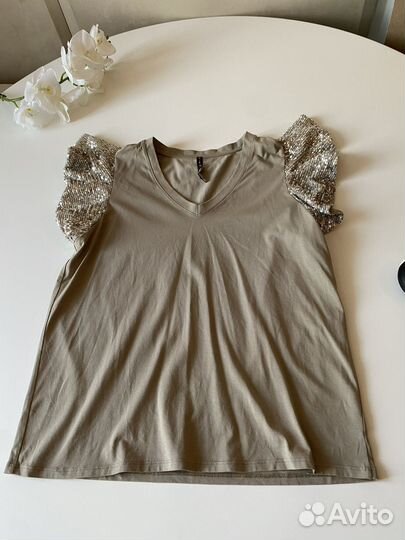 Футболка Manila grace хлопок пайетки