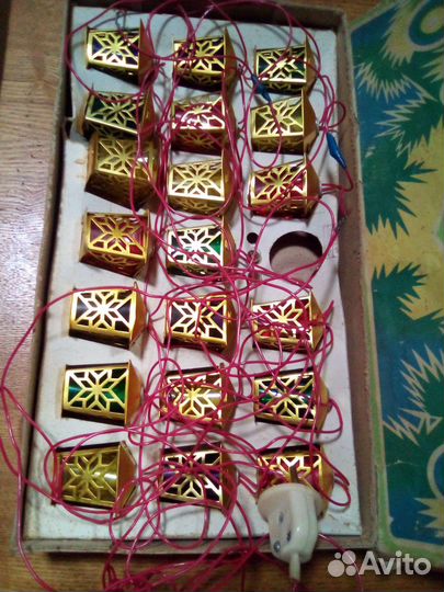 Елочная гирлянда СССР - золотой фонарик