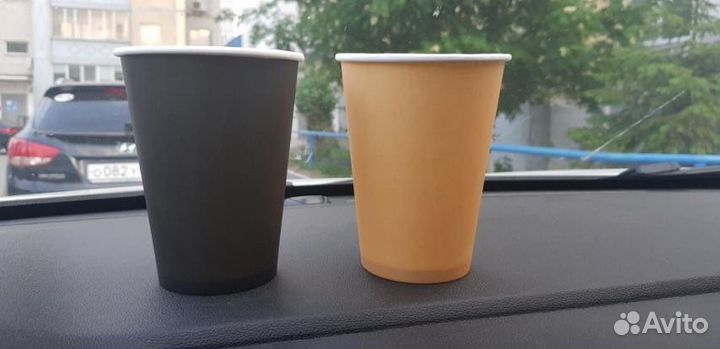 Бумажные стаканы 350 мл и крышки для стаканчиков