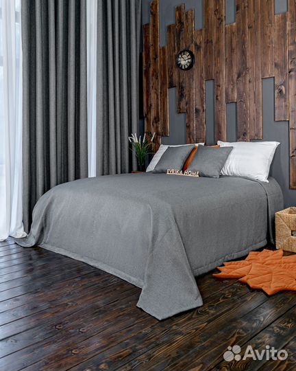 Покрывало орфей тёмно-серый новое плед