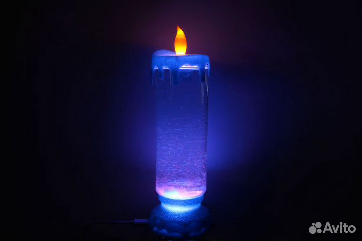 Ночник свеча светодиодная с блестками 3aaа/USB