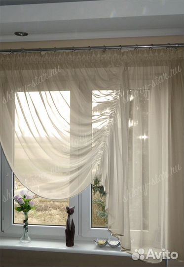 Кухонные шторы из тюля Линда