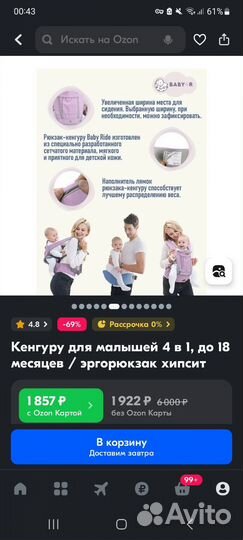 Эргорюкзак хипсит