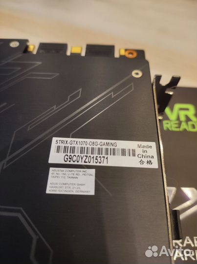 Видеокарта Asus Rog Strix Geforce GTX 1070