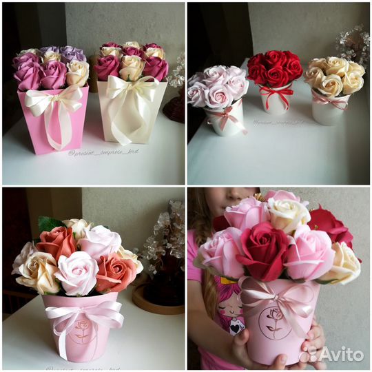 Букет мыльных роз маме,подругесестре подарок цветы