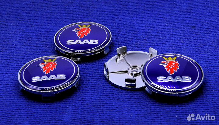 Комплект колпачков Saab 62,63,65,66,68,74мм синий