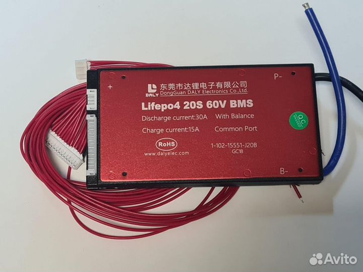 Плата контроля BMS lifepo4 20S 60V 30A