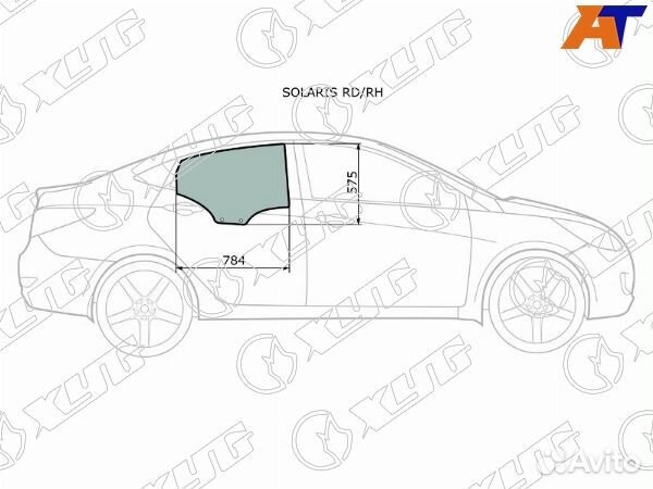 Стекло боковое опускное hyundai accent