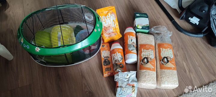 Бу набор для хомячка клетка переноска корм опилки