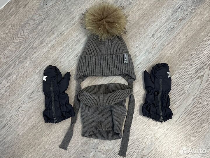 Шапка зимняя + снуд + краги