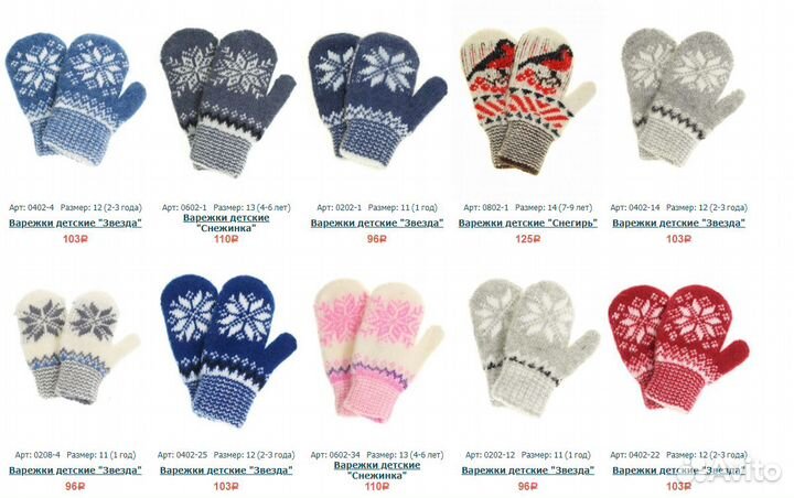Детские шерстяные варежки оптом от производителя
