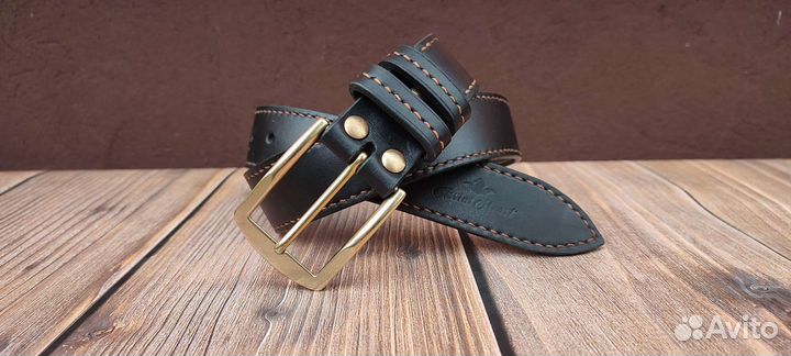 Ремень мужской из натуральной кожи, прошитый