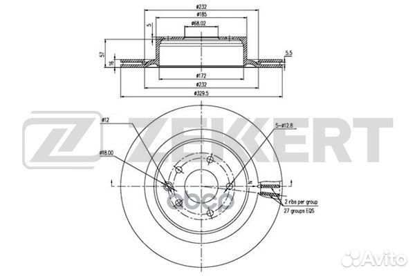 Диск торм. зад. Infiniti EX (J50) 08- bs-6066 Z