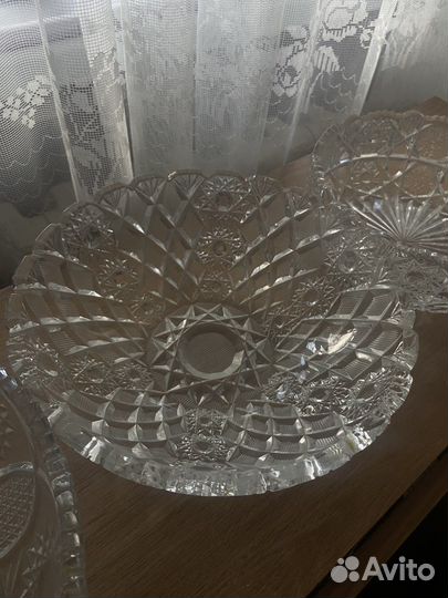 Хрусталь СССР, тарелки, салатник