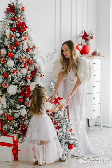 Платье с перьями Ангел мама дочка family look