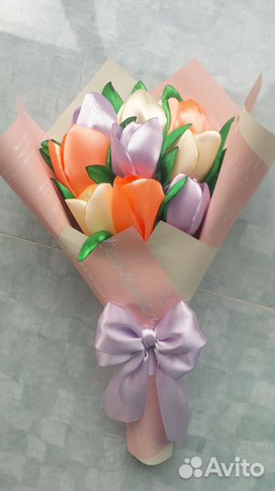 Букет тюльпанов из лент