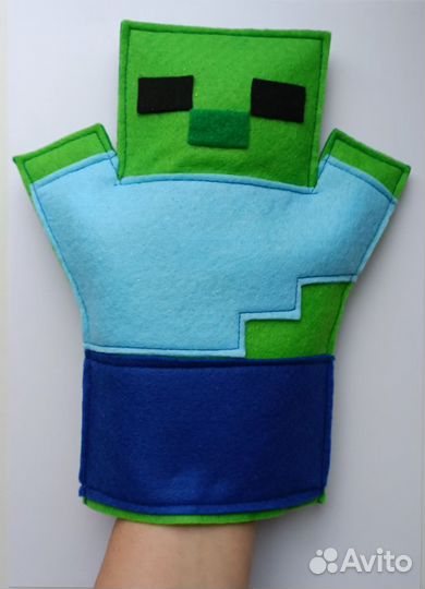 Майнкрафт зомби перчаточная игрушка ручной работы