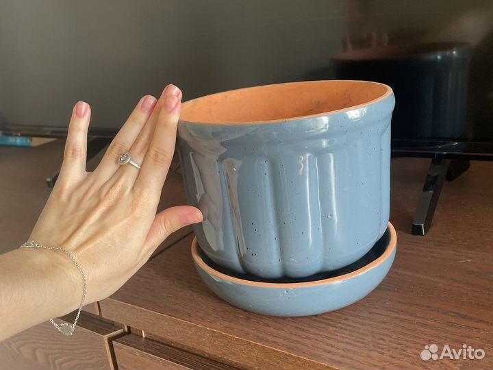 Кашпо горшок керамика с поддоном