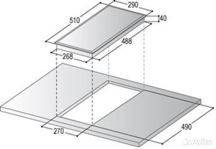Газовая панель, черное стекло