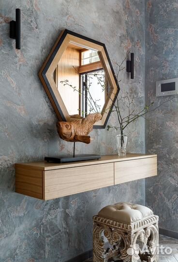 Консоль подвесная из шпона на заказ