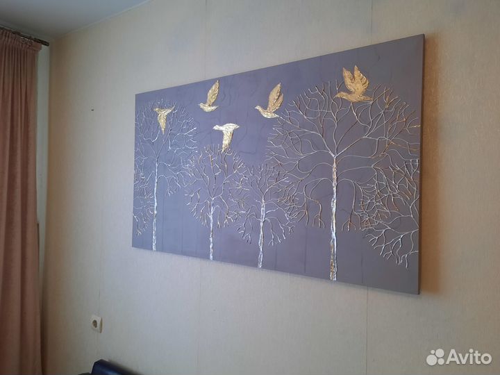 Интерьерная картина, текстурная с золочением