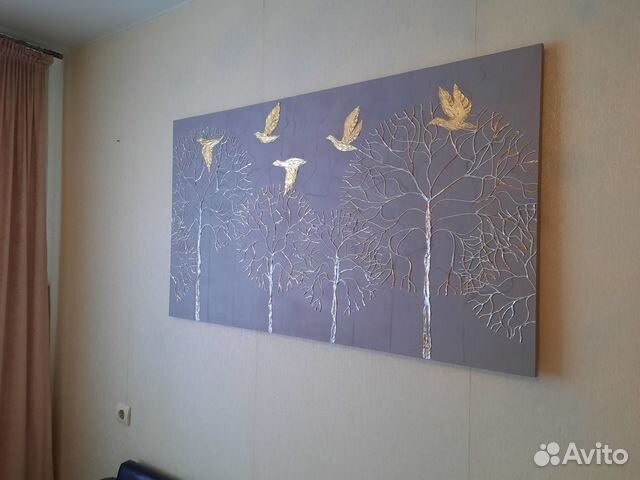 Интерьерная картина, текстурная с золочением